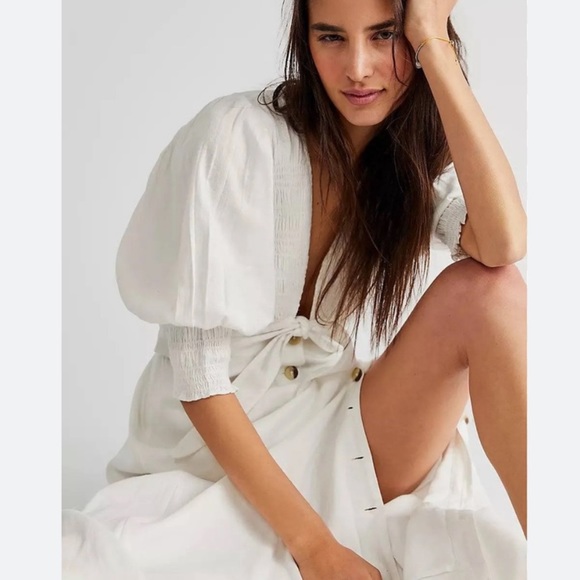 Free People Women’s String of Hearts White Maxi Dress Size Small - Picture 2 of 9